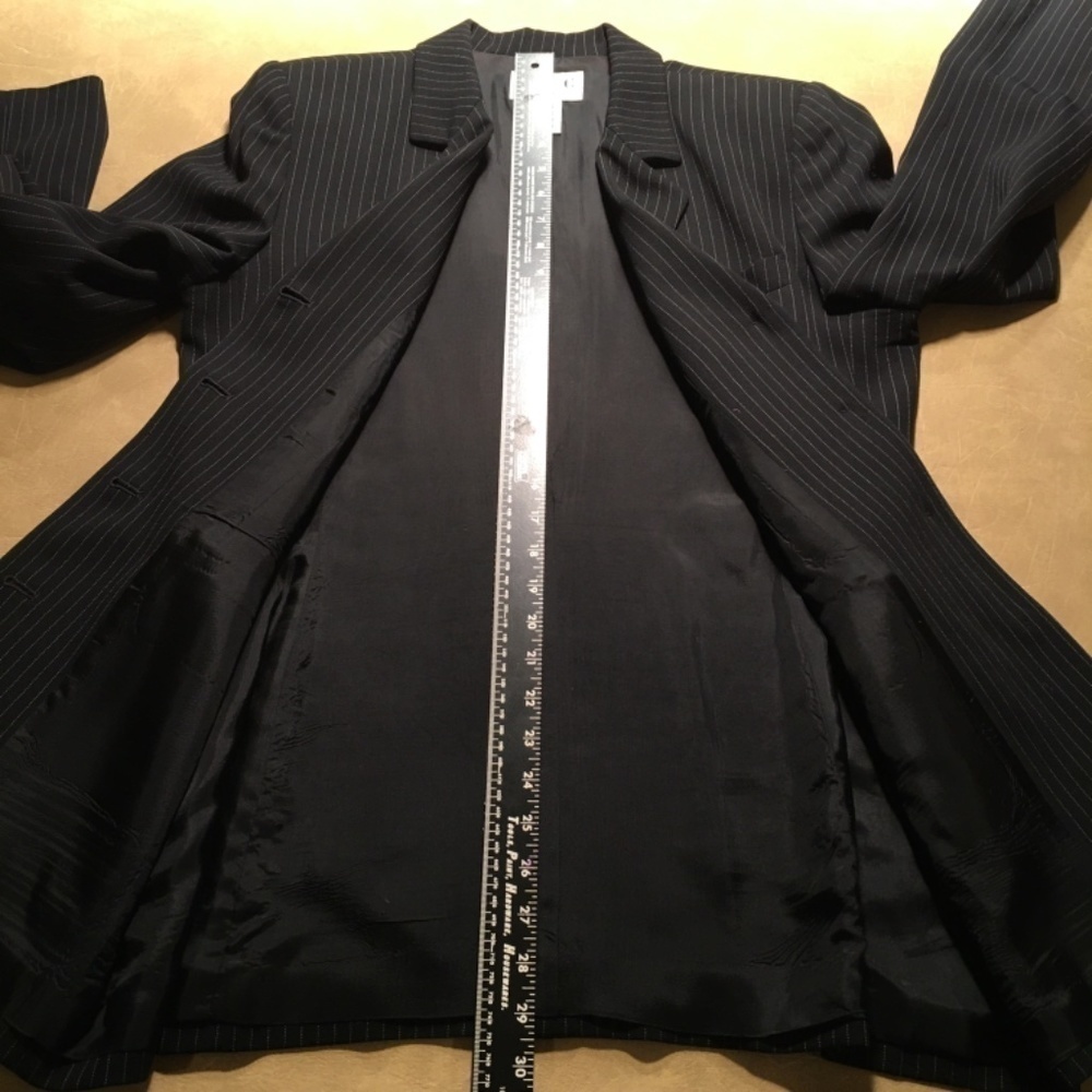 INC INTERNATIONAL CONCEPTS Long Fitted Blazer Jacket, BLACK PINSTRIPE, Size 12 - Picture 7 of 8